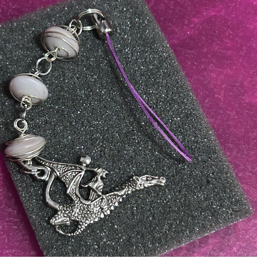 Dragon & Witch keychain charm with Beads Bag Charm